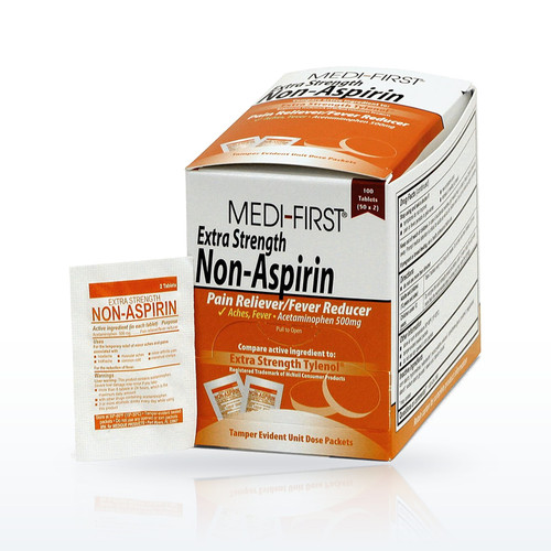 Medique Medi-First Extra Strength Non-Aspirin Pain Reliever - Box of 50 Packets