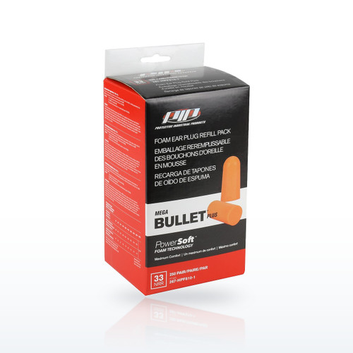 PIP Mega Bullet Plus 267-HPF810-1 Earplugs, Disposable Soft Polyurethane Foam