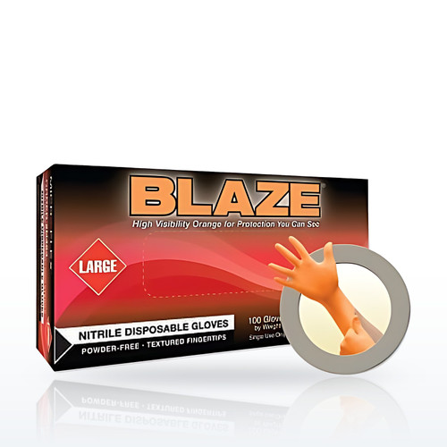 MICROFLEX® Blaze N48 Nitrile Exam Gloves, Beaded, Large, Orange