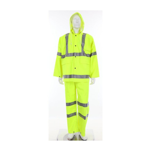 MCR Safety Luminator 2083SR Hi-Vis Rainwear, Class 3 Hi-Vis 3 Piece PVC Rain