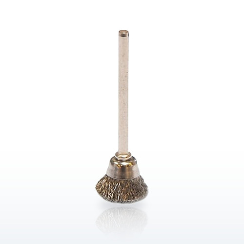 Miniature Stem-Mounted Cup Brush, 5/8 in Diameter, .005 in Stainless Steel Wire