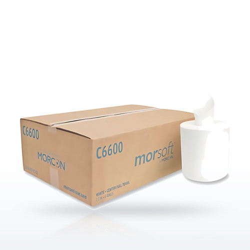 Morcon Morsoft Center-Pull Roll Towels - 2-Ply, 600 Sheets, 6 Rolls