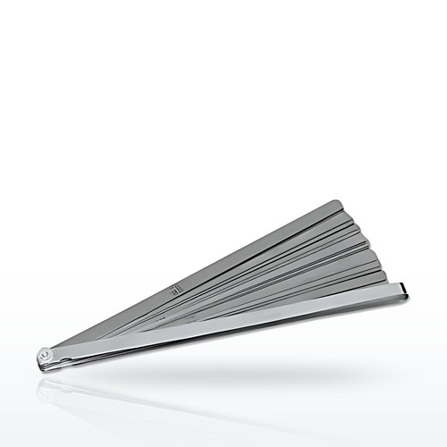 25 Blade Long Feeler Gauge Set, 0.0015 in to 0.040 in Thickness, Inch/Metric