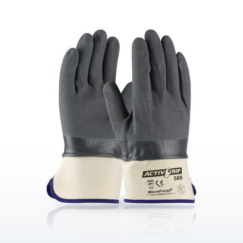 Nitrile Coated Glove with Cotton Liner and MicroFinish Grip - Safety Cuff