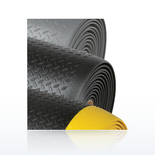 NoTrax 419 Diamond Sof-Tred Anti-Fatigue Mat, 3 x 12 ft - Black/Yellow