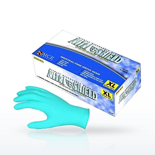 MCR Safety NitriShield 6015 Nitrile Disposable Gloves, Rolled Cuff, Unlined