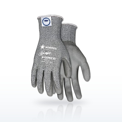 MCR Safety Ninja N9677 Force Coated Gloves, Gray/Salt and Pepper, ANSI A3