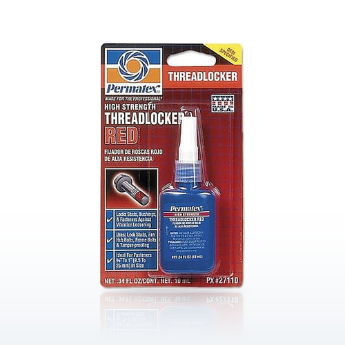 Permatex® High Strength Red Threadlocker, 10 mL, 3/8 in to 1 in Thread, Red