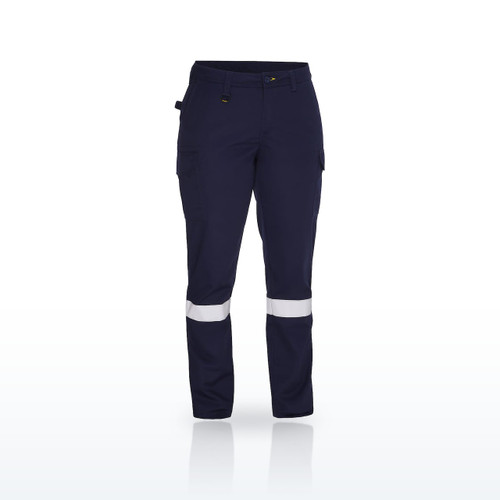 Bisley Performance 318W6368T Hi-Vis Pants & Bibs, Women's Navy Taped Cargo Pant