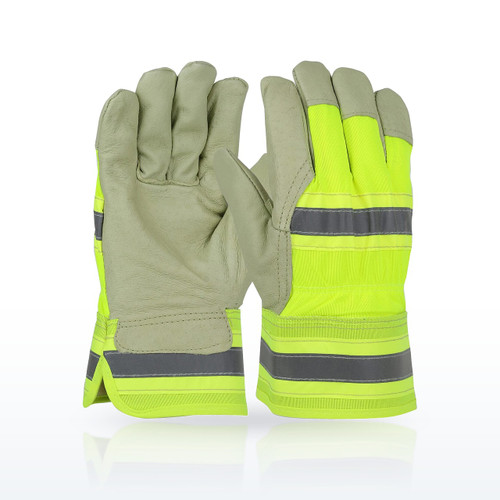 Pigskin Leather Palm Glove with Hi-Vis Back and Natural Thermal Lining