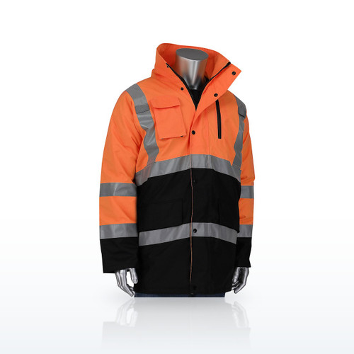 PIP Class 3 Black Bottom Insulated Parka with Hideaway Hood