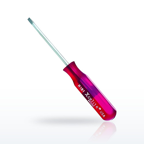 Pocket Clip Round Blade Screwdriver, 3/32 in Tip, 5-1/4 in Overall L
