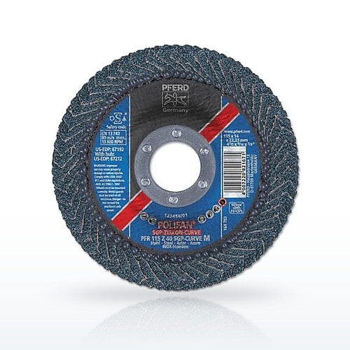 Pferd POLIFAN 67381 Coated Flap Wheel Abrasives, Curve Flap Wheel, 60 Grit