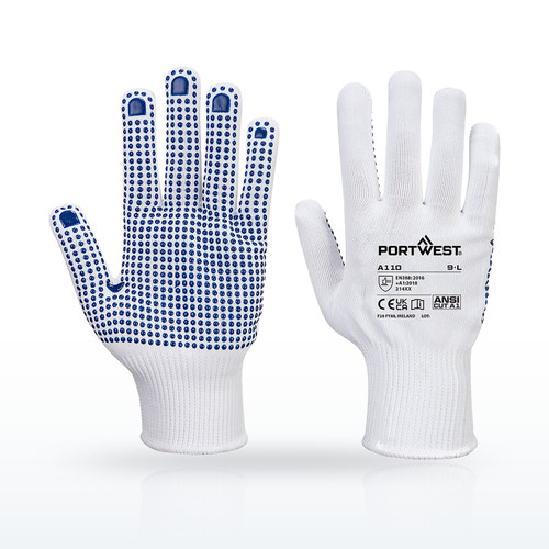 Portwest A110 String Knit Gloves, Polka Dot Glove