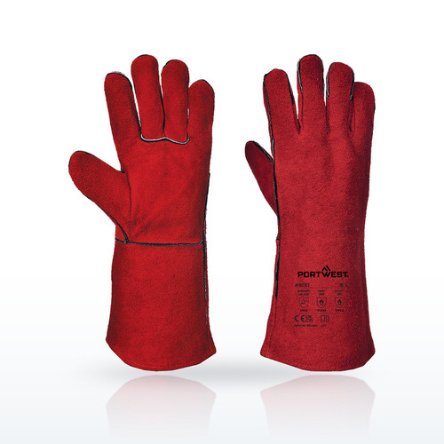 Portwest A500 Welders 210 Split Leather Red Gauntlet