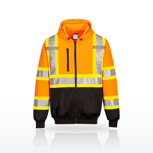 Portwest CA170 Hi-Vis X Back Contrast Tape Zipped Hoodie