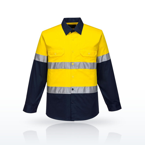 Portwest F145 Hi-Vis Shirts, Iona Enhanced Cotton Shirt L/S