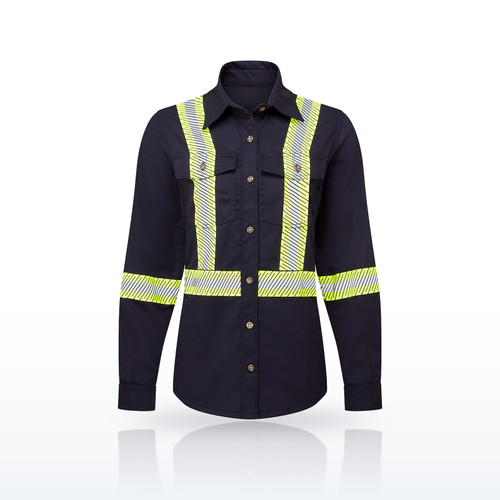 Portwest IUS673 Women's Ultrasoft 7oz Deluxe Segmented Striped Work shirt