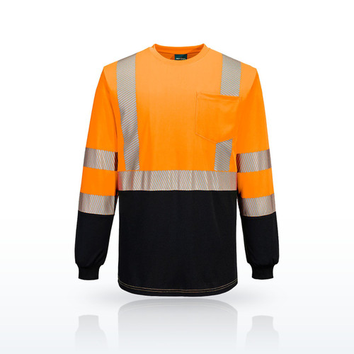 Portwest S197 Hi-Vis Shirts, Hi-Vis Segmented Tape Contrast T-Shirt L/S