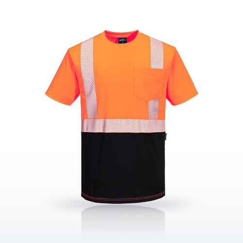 Portwest S196 Hi-Vis Shirts, Hi-Vis Segmented Tape Contrast T-Shirt S/S