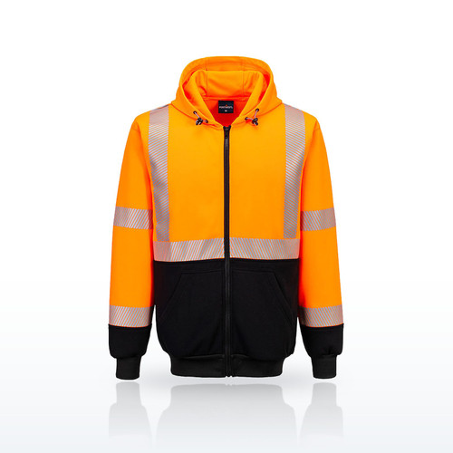 Portwest UB320 Hi-Vis Contrast Segmented Tape Zipped Hoodie