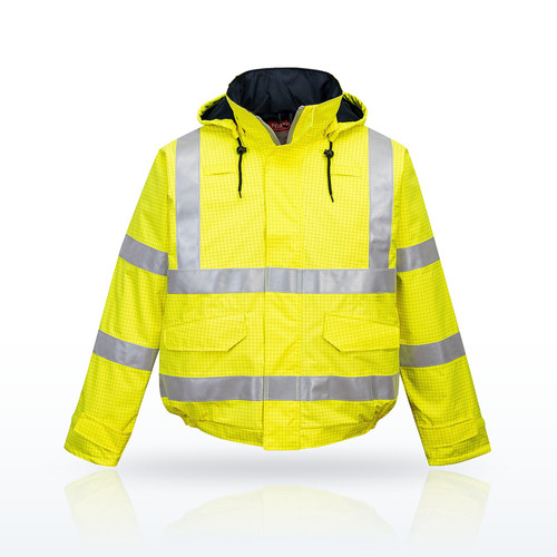 Portwest US773 FR Rainwear, Bizflame Rain Hi-Vis Anti-static Insulated FR Bomber