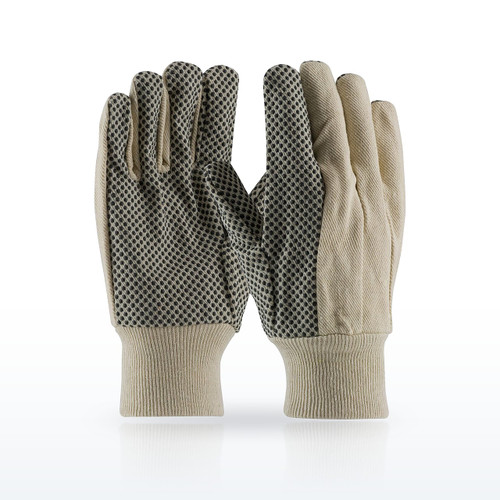 PIP 91-908PD Premium Grade 100% Cotton Canvas Glove, PVC Dotted Grip on Palm
