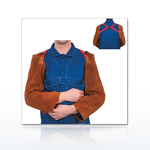 Premium Leather Sleeves, 18 in, Hook/Loop, One Size, Lava Brown