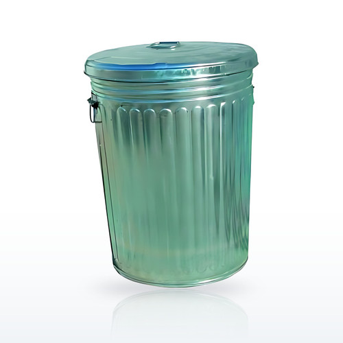 Pre-Galvanized Trash Can with Lid, 20 gal, Steel, Gray