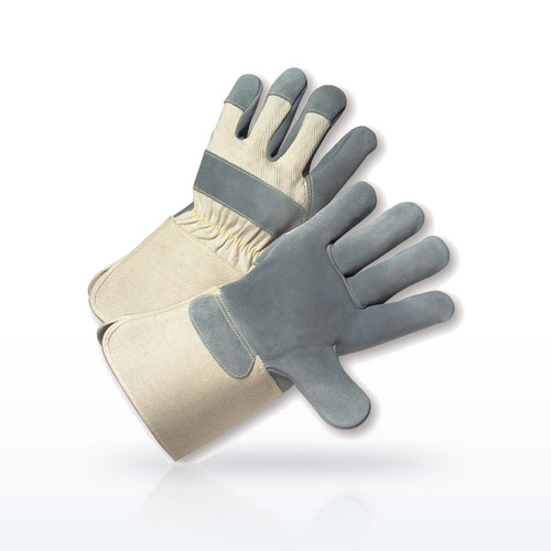 PIP 800-AAA Premium Grade Split Cowhide Leather Palm Glove, Canvas Back