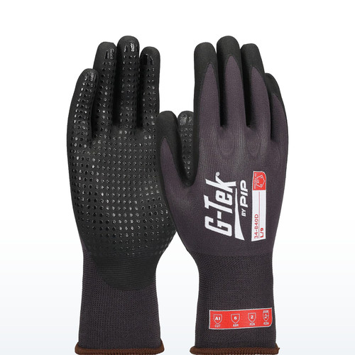 G-Tek 34-840D Coated Gloves, ANSI YES, Premium Seamless Knit Nylon/Spandex Glove