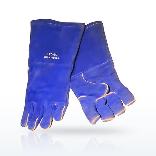 Premium Welding Gloves, Split Cowhide, Large, Blue