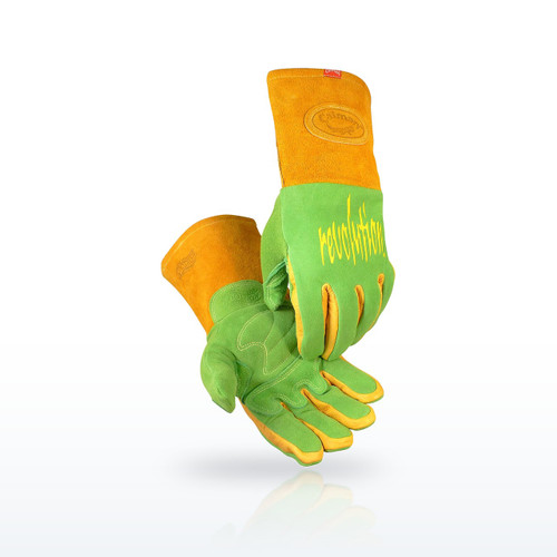 Caiman 1816 Welding Gloves, Premium Wasabi Green Split Deerskin MIG/Stick