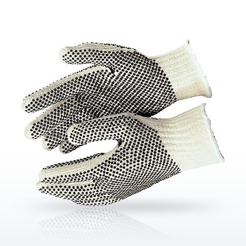MCR Safety 9660LM PVC Dot String Knit Gloves, Large, Natural/Black PVC Dots