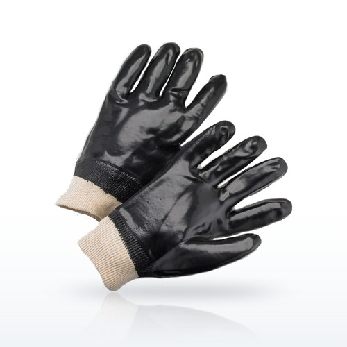 PVC Dipped Glove with Interlock Liner and Smooth Finish - Knit Wrist, 1007