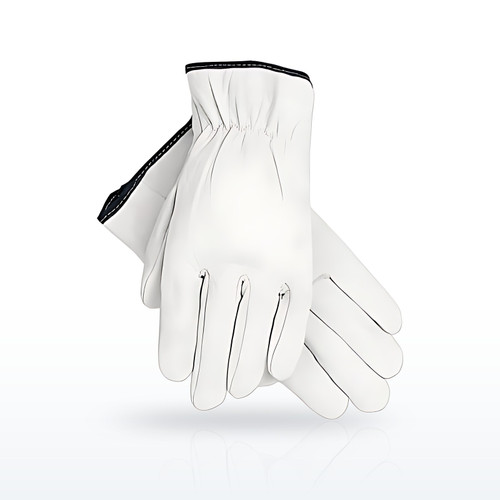 MCR Safety 3601 Premium Grade Grain Goatskin Drivers Gloves, Unlined, White