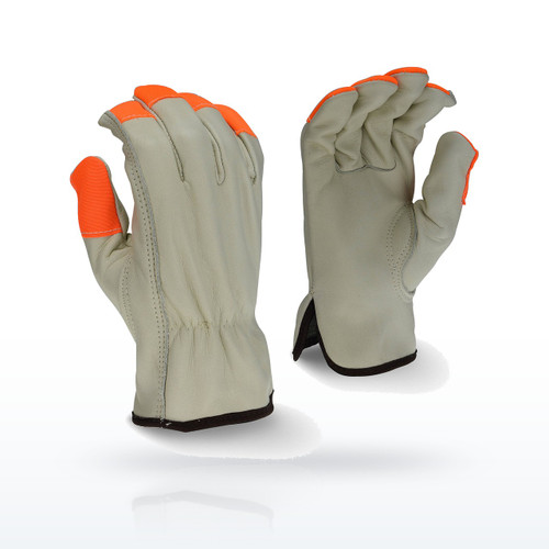Radians RWG4220H Drivers Gloves, High Visibility Standard Grain Cowhide Leather