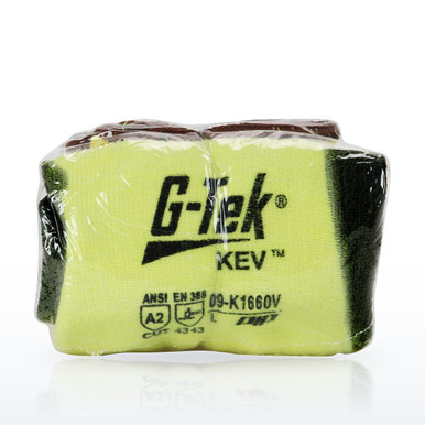 G-Tek KEV 09-K1660V Cut Resistant Gloves, ANSI A2, Seamless Knit A2 Kevlar Glove