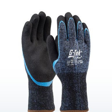 G-Tek PolyKor 41-8014 Cold Weather Gloves, ANSI A4, Latex Coated