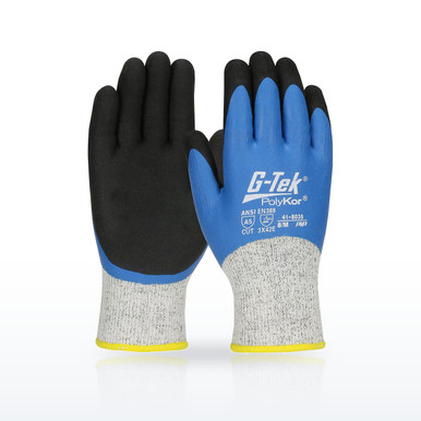G-Tek PolyKor 41-8035 Cold Weather Gloves, ANSI A4, Latex Coated