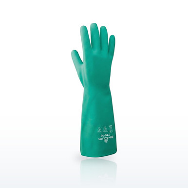 SHOWA 730-11 730 Flock Lined Nitrile Chemical Gloves, 15 mil