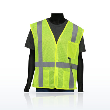 PIP Viz-Up 47217 Hi-Vis Vests, ANSI Type R Class 2 FR Treated Three Pocket Mesh