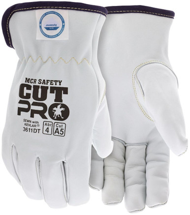 MCR Safety 3611DT Cut Resistant Gloves, ANSI A5, Leather Drivers Work Gloves