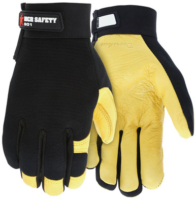 MCR Safety 901 Mechanics Gloves, Supple Grain Deerskin Palm