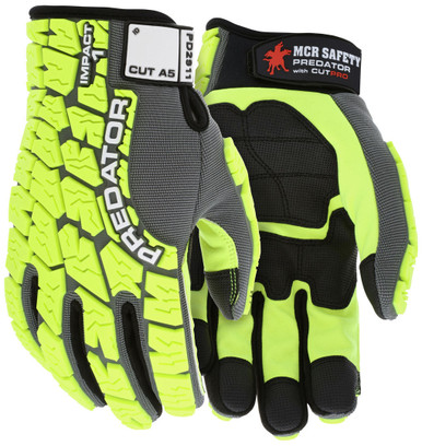 MCR Safety Predator Mechanics PD2911 Cut Resistant Gloves, ANSI A5, Work Gloves