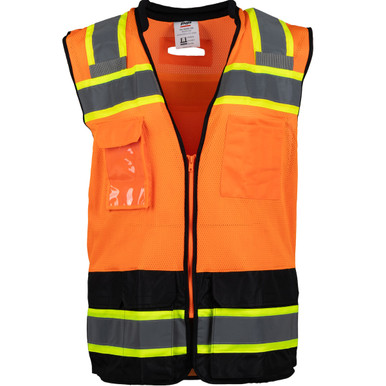 PIP 302-0660D Hi-Vis Vests, ANSI Type R Class 2 Black Bottom Mesh Vest