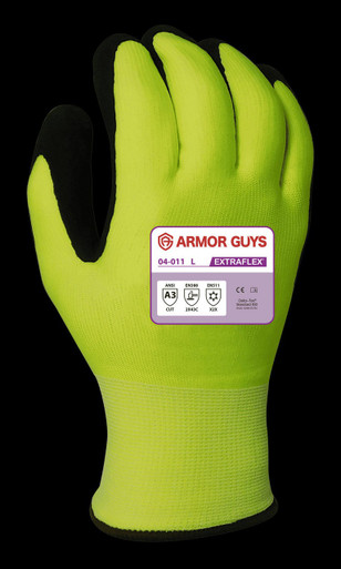Armor Guys 04-011 Coated Gloves, 13g ExtraFlex Winter Hi-Vis Yellow Nylon Glove