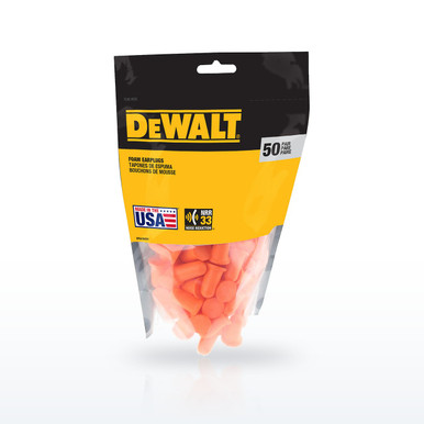 DEWALT DPG63BG50 DPG63 Orange Bell NRR33 Foam Earplugs, Uncorded