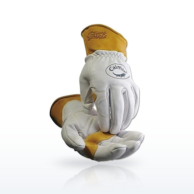 Caiman 1871 Leather Palm Gloves, Multi-Task Gloves, White/Tan