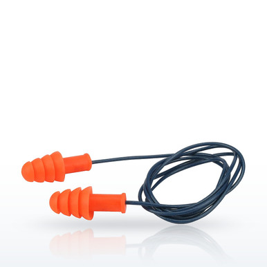 PIP 267-HPR400D Earplugs, Metal Detectable Reusable TPR Corded Ear Plugs, NRR 27